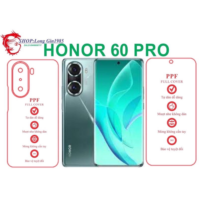 Honor 60 Pro miếng dán trong Ppf  mặt trước mặt sau chống va đập chống trầy xước tốt
