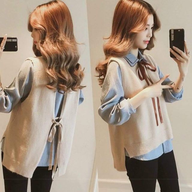 Sét gile len + sơ mi nữ