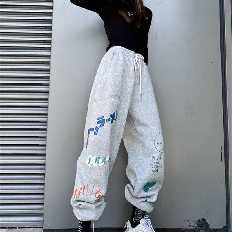 Quần jogger, Quần dài ống rộng có dây rút bo gấu chất vải da cá cao cấp in họa tiết siu đẹp