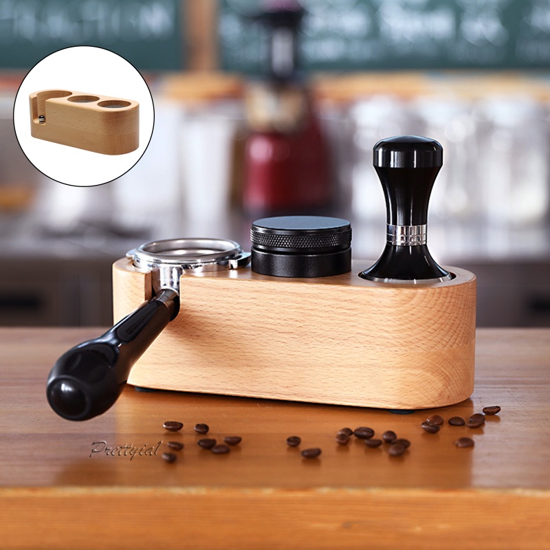 [PRETTYIA1] Wooden Espresso Tamping Holder, Coffee Tamping Stand, Solid Wood Coffee Tamper Holder, Espresso Base