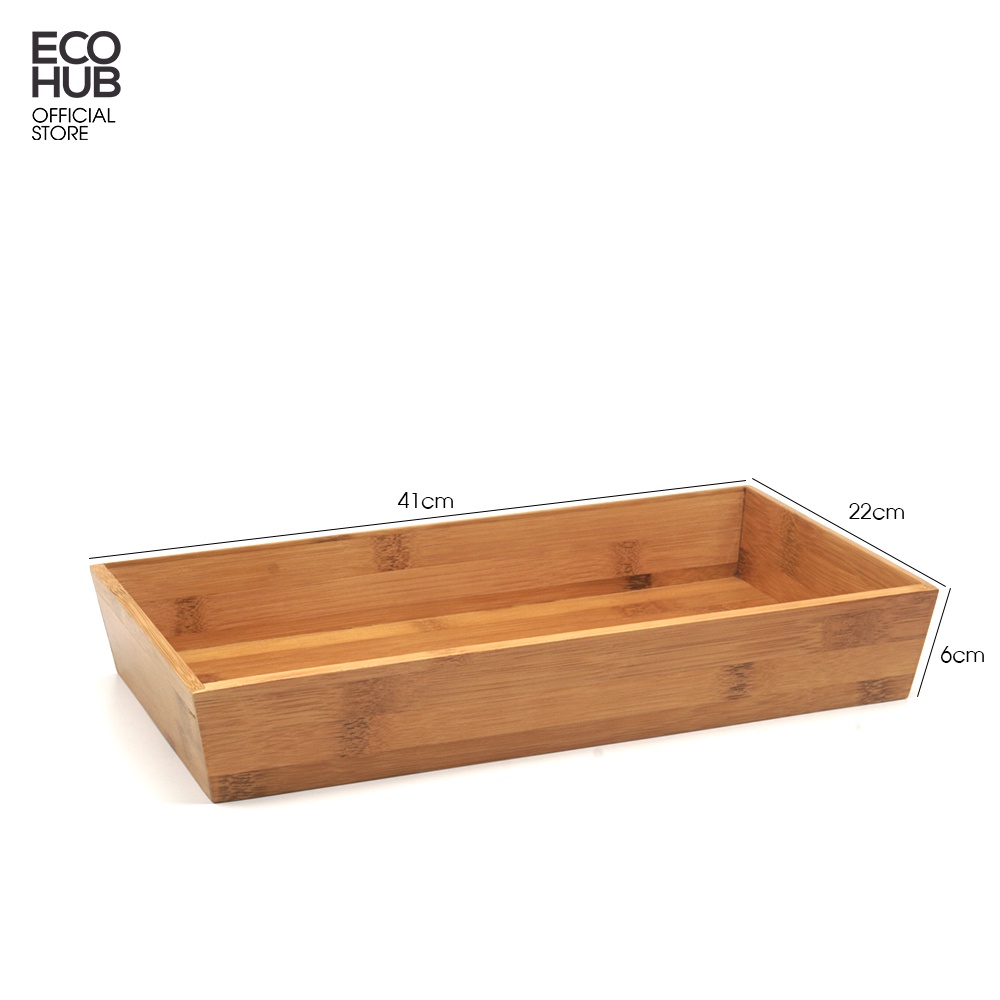 Khay gỗ tre ECOHUB Cao cạnh đựng trà / bánh kẹo / đồ dùng gia đình... (41x22x6cm) | EH072