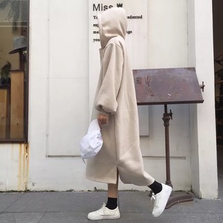 Váy dài nỉ lót bông dày Hoodie xẻ tà chuẩn form như hình ( Hàng order )