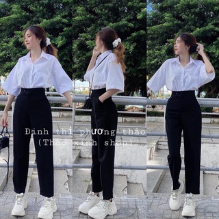 Quần baggy cạp lệch