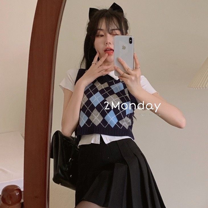 [Ảnh thật] ÁO LEN GILE phong cách ROSÉ màu xanh dáng croptop nữ sinh hàn quốc | BigBuy360 - bigbuy360.vn