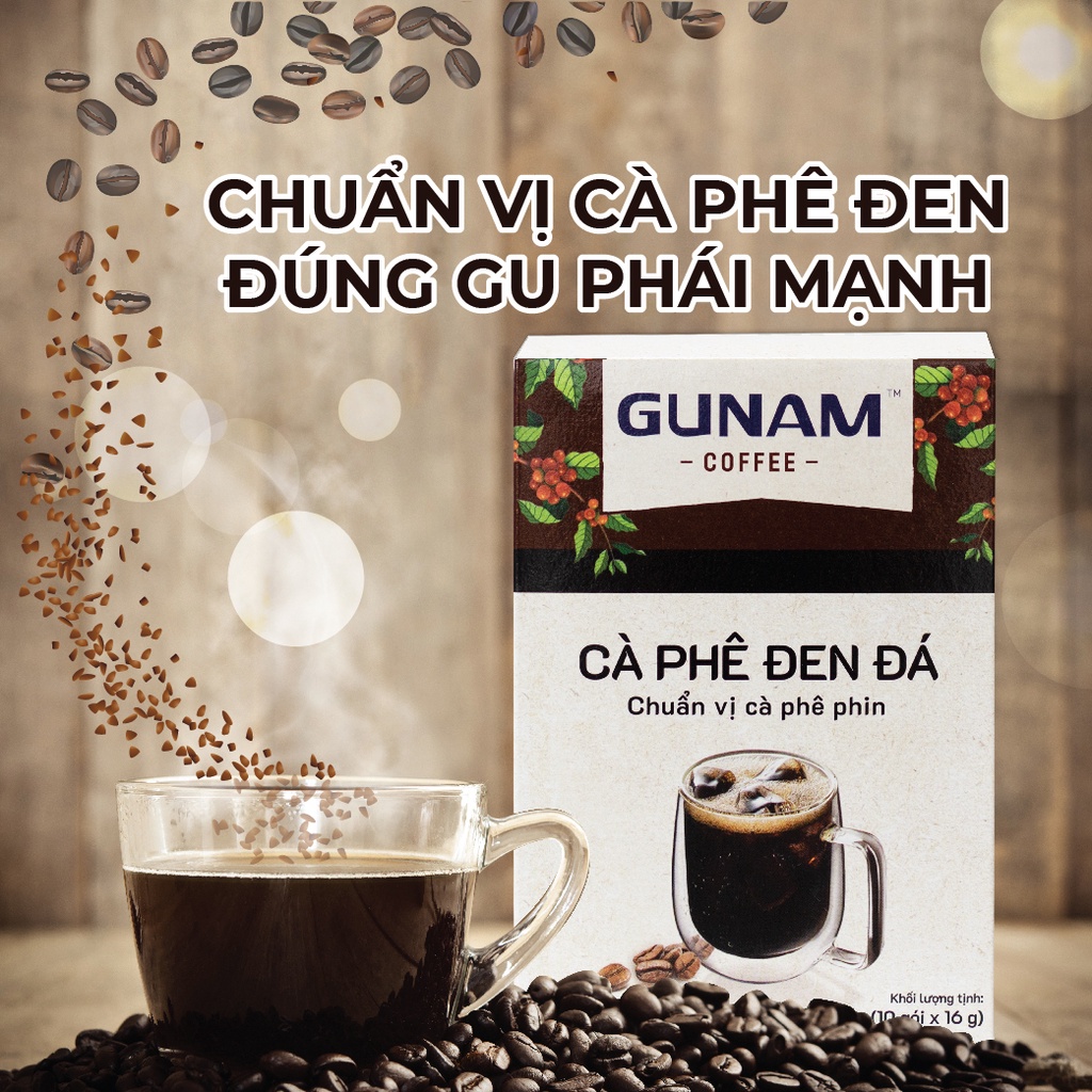 Cà phê hòa tan GUNAM cà phê đen đá (hộp 10 gói x 16g)