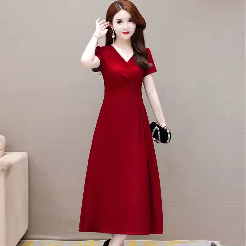 Váy set đồ nữ đầm dự tiệc chân váy dài Váy cứng Váy dài màu đỏ Váy xanh Đầm Dài Dáng Chữ a Eo Cao Màu Đỏ Trơn Thời Trang Mùa Hè Hàng Mới Dành Cho Bạn Nữ Cỡ Lớn Mặc Đi Tiệc Cưới