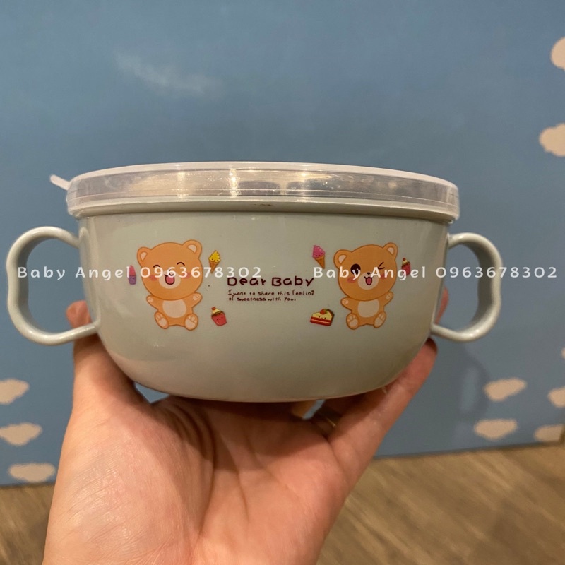 [𝑮𝑰𝑨́ 𝑯𝑼𝒀̉ 𝑫𝑰𝑬̣̂𝑻] Bát ăn dặm Inox cách nhiệt, an toàn cho bé, kèm thìa thuận tiện
