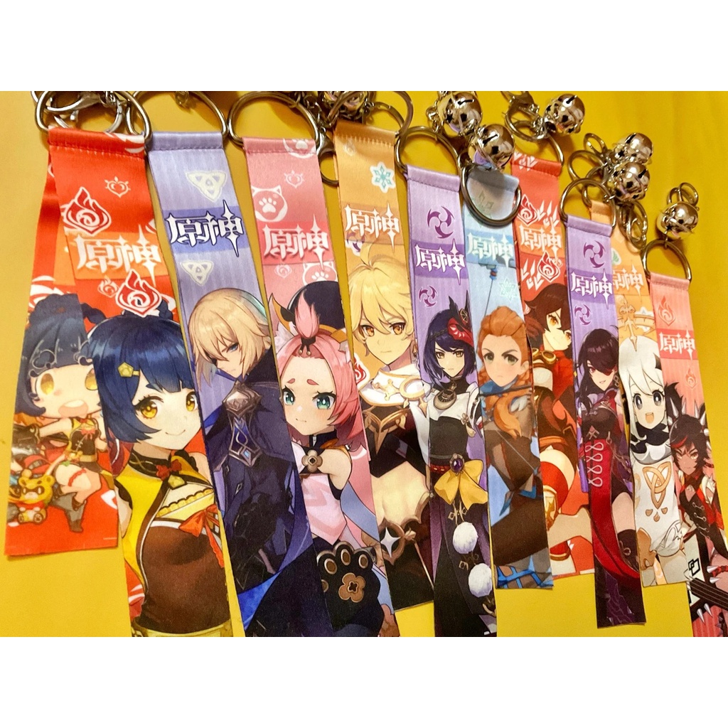 Móc khóa Genshin Impact dây vải kèm chuông đủ nhân vật Yae Miko Kazuha Zhongli Xiao Keqing Ei Shogun -  GSK148