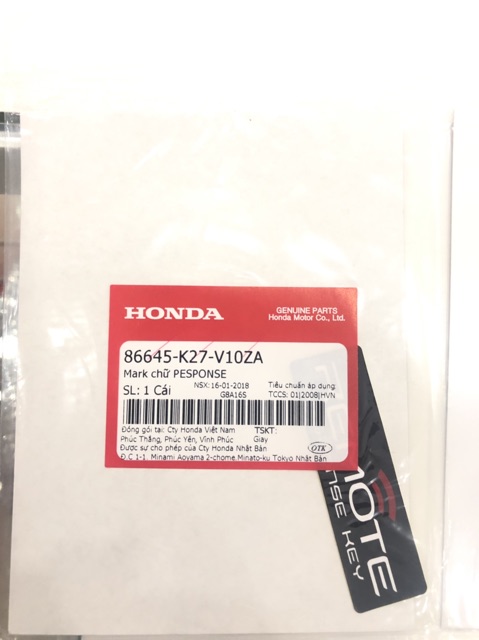 Bộ 4 Tem Thông Số AirBlade 2016-2018 Chính Hãng Honda