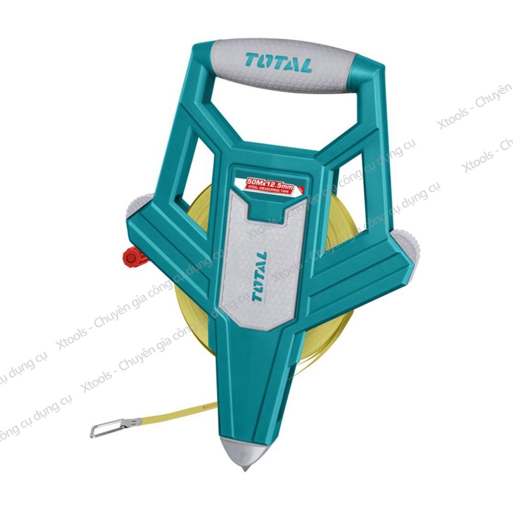 Thước dây cuộn sợi thủy tinh TOTAL TMTF12506 50m, thước cuốn đa năng vỏ nhựa ABS bọc cao su siêu bền, tốc độ cuốn nhanh