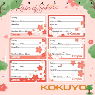 Túi 18 Nhãn Vở Học Sinh Sinh Viên Campus Rain Of Sakura Cây Đầu To