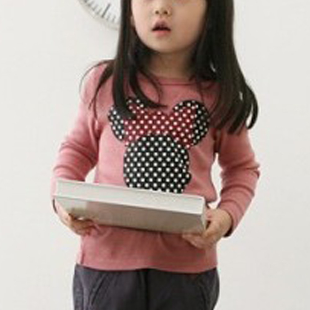 Áo Thun Dài Tay Họa Tiết Chấm Bi Thời Trang Cho Bé Gái