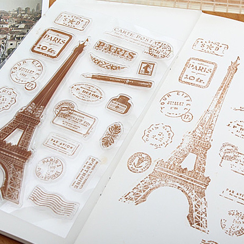 Con Dấu Silicon Trong Suốt Hình Tháp Eiffel Trang Trí Scrapbook