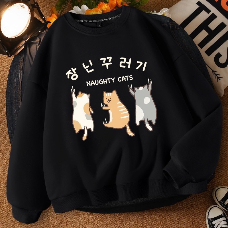 áo nỉ SWEATER IN HÌNH MÈO