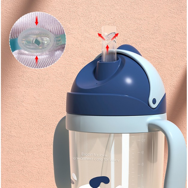 Bình uống nước Higen cao cấp với thiết kế xoay 360 độ và ống hút chống sặc cho bé dung tích 300ml