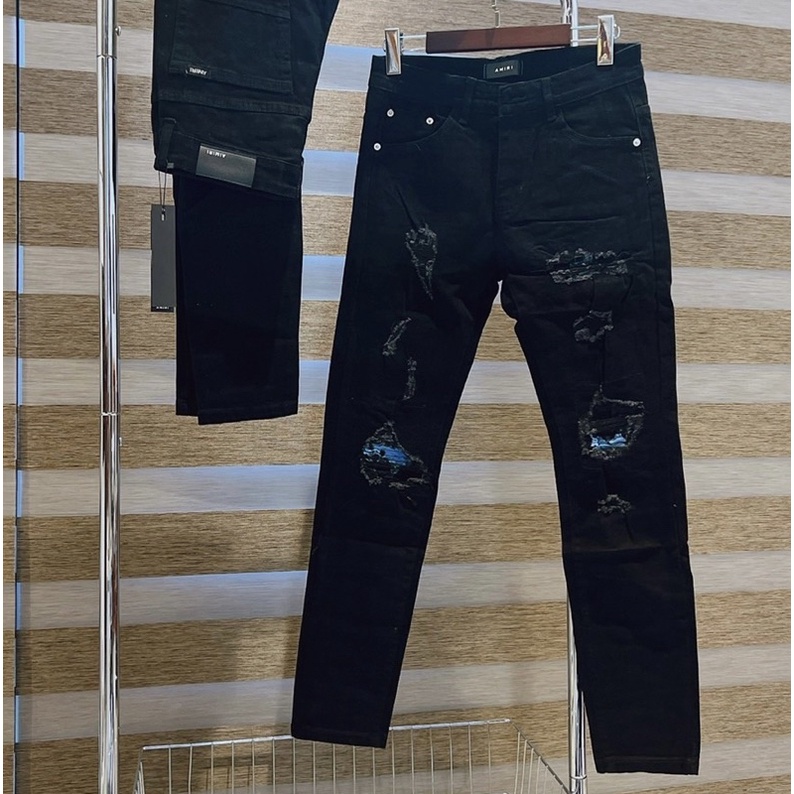Quần jeans nam amiri có hoạ tiết vá mầu, Quần bò thời trang giới trẻ phong cách cá tính btshop từ 28 đến 32