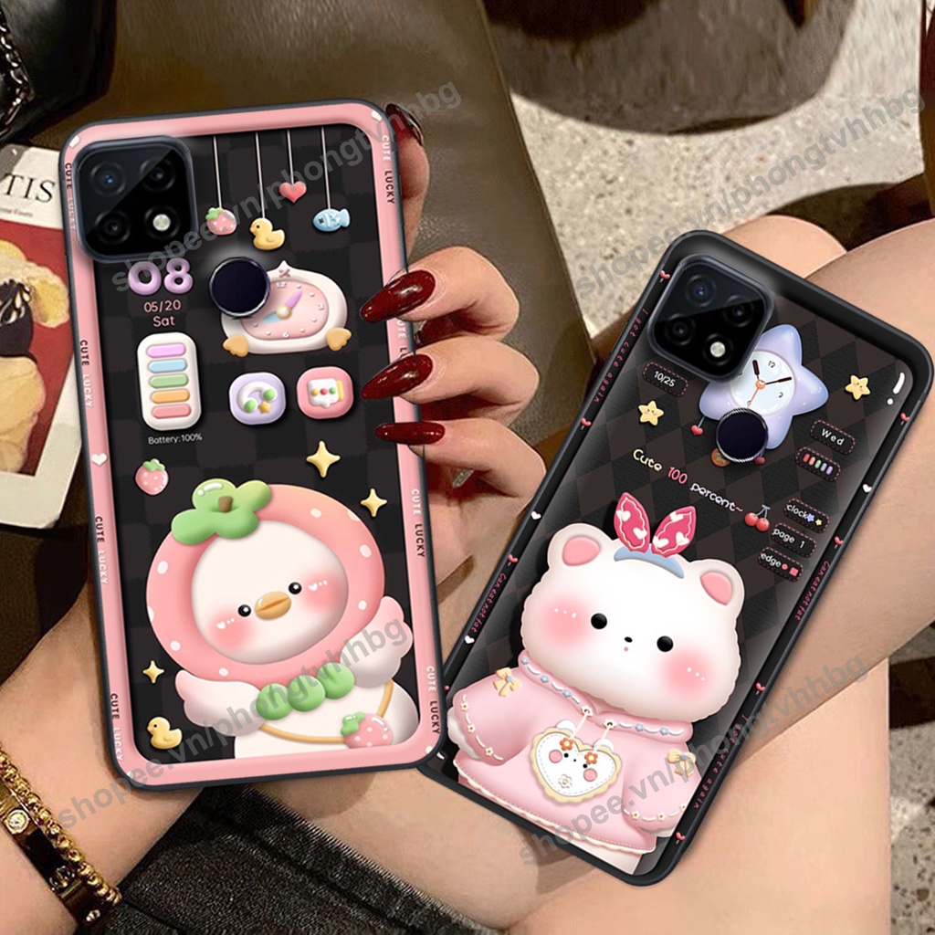 Ốp lưng Realme C20 / Realme C21Y / Realme C25 / Realme C25S gấu,thỏ trắng , đồng hồ dễ thương cute cực đẹp