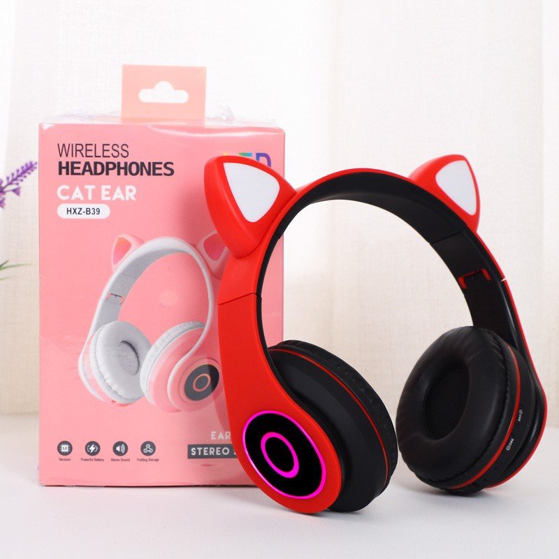 Tai Nghe Mèo Bluetooth phát sáng, (Headphone) TO-89, HXZ-B39 Dễ Thương Có Mic, Âm Bass Mạnh Mẽ - Màu sắc ngẫu nhiên