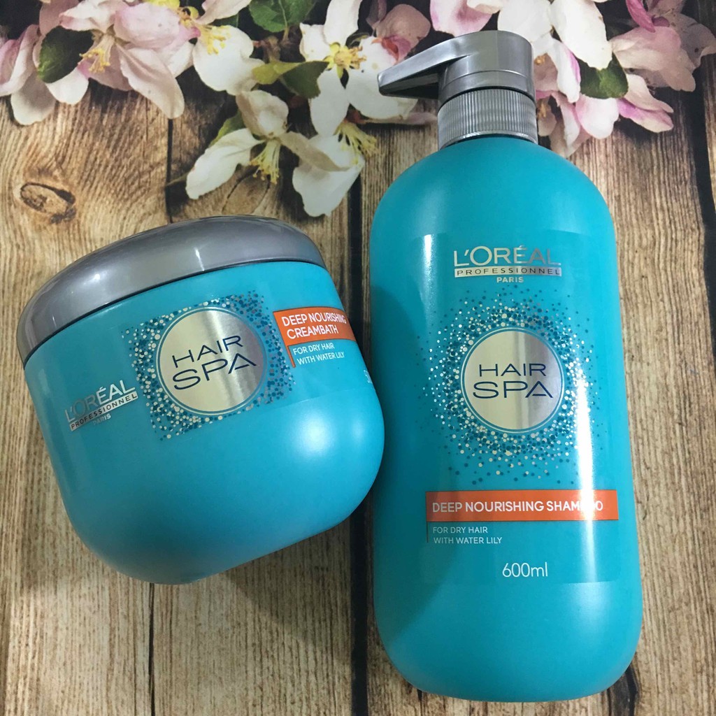 [Mẫu mới] Cặp dầu gội 600ml và hấp dầu 500ml suôn mượt Loreal Professionel Hair Spa Deep Nourishing 