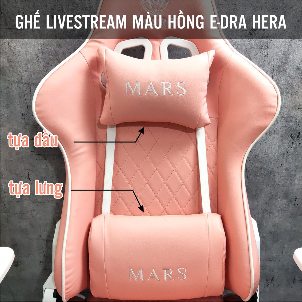 Ghế Livestream Màu Hồng FUFUTECH Mars Kèm Gác Chân Ngã 180 Độ Da Pu Căng Mịn