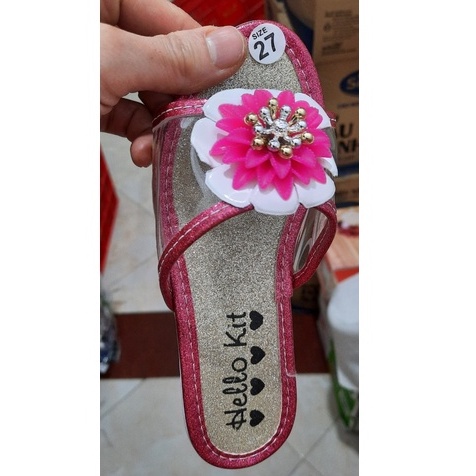 DÉP GUỐC ĐÍNH HOA BÉ GÁI CAO 4CM , Quai Trong Mềm Mại, Đế PU Chắc Chắn