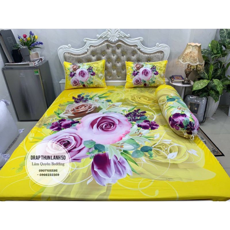 BỘ DRAP THUN LẠNH Ý 5D THÁI LAN CAO CẤP NHIỀU MẪU (INBOX CHỌN MẪU)