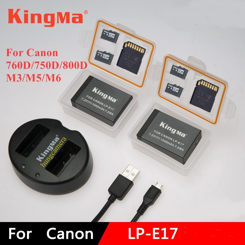 Bộ 2 pin sạc đôi Canon LP-E17 - Kingma chính hãng