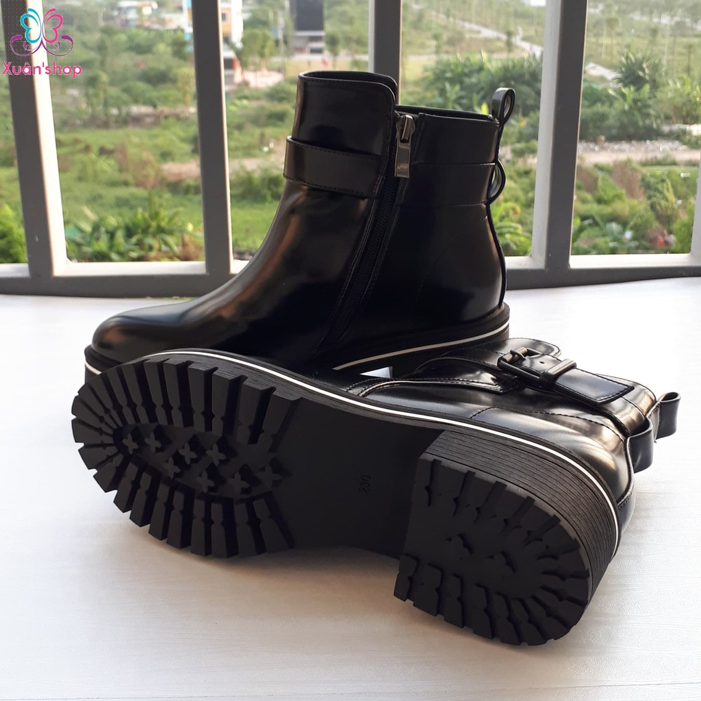 Boot Daphne da trơn bóng, đế cao 5cm (size 36-230)