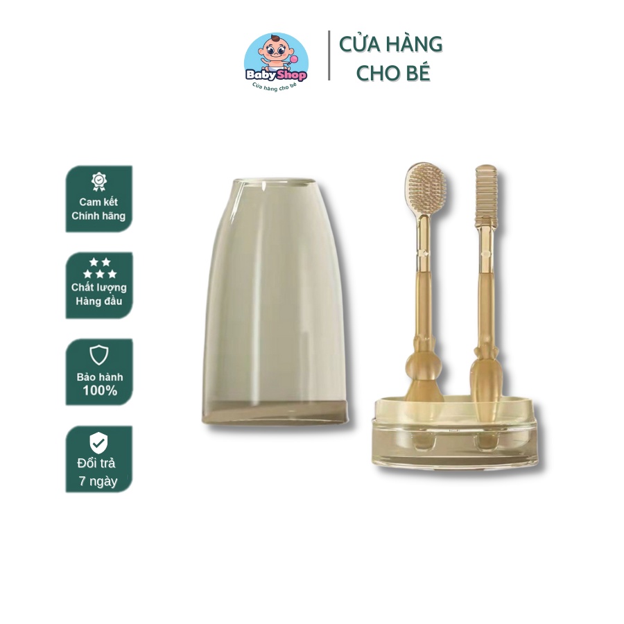 Rơ Lưỡi + Bàn Chải Đánh Răng Silicon, Bộ Gạc Làm Sạch Răng Lưỡi Cao Cấp Cho Trẻ Sơ Sinh