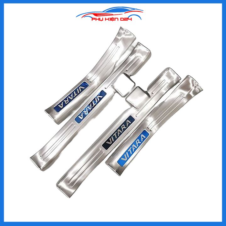 Ốp bậc cửa, nẹp bước chân Vitara 2016-2017-2018-2019-2020 INOX bảo vệ chống trầy làm đẹp xe