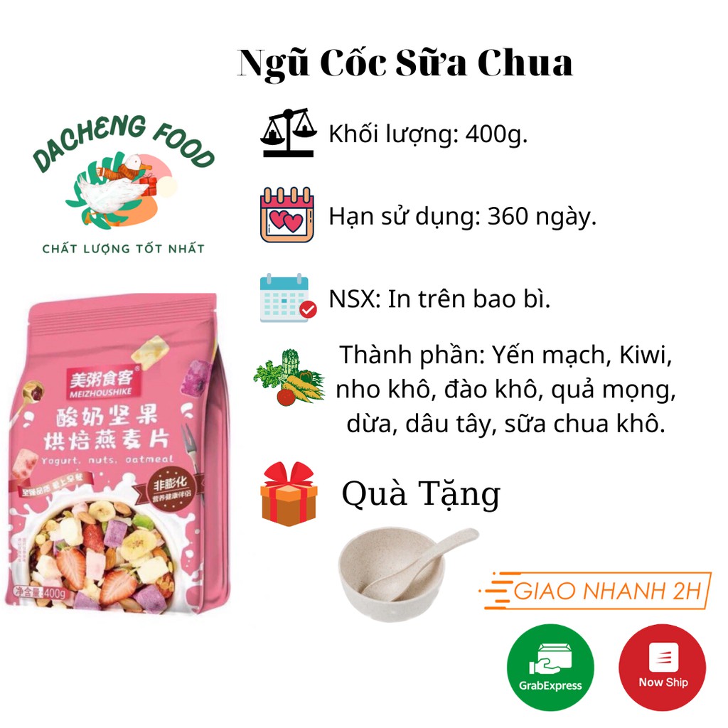 Ngũ Cốc Sữa Chua Trung Quốc 400g, có sữa chua khô, các loại quả và hạt, dùng ăn kiêng, giúp giữ dáng, đẹp da