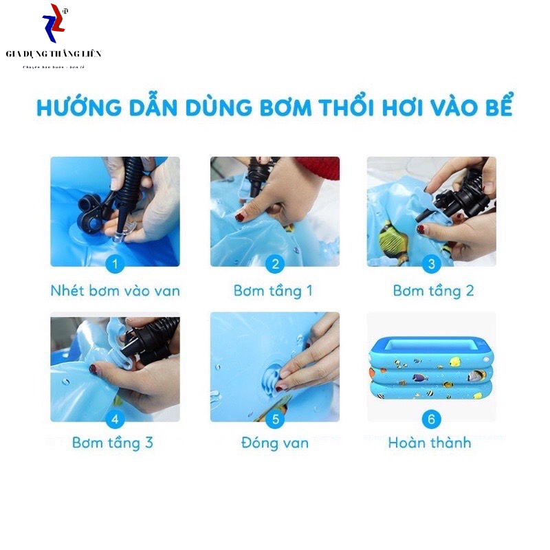 Bể Bơi Cho Bé , Hồ Bơi Cho Bé , Bể Bơi Thành Cao Cho Bé Chất Liệu PVC Chống Trượt kèm Bơm Và Miếng Vá Cho Bé [BH 1-1]