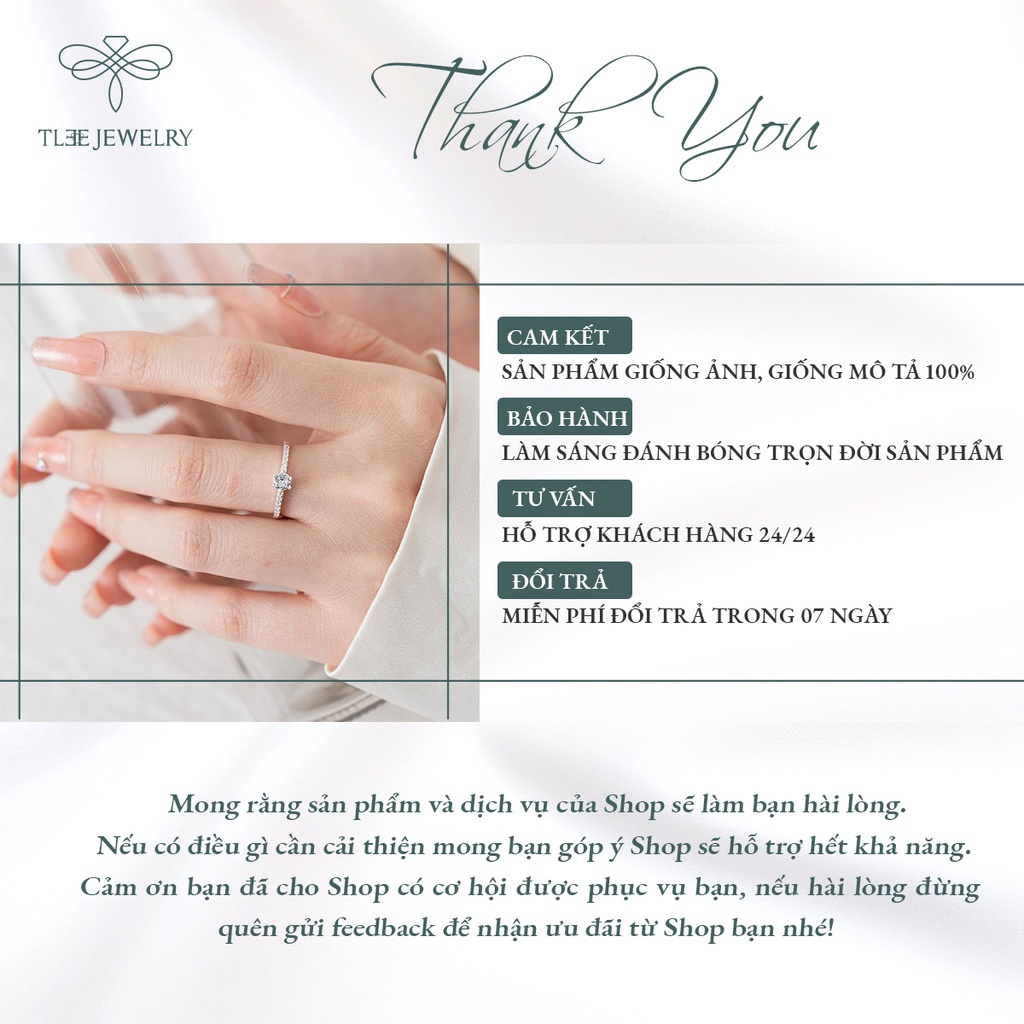 Nhẫn bạc nữ TLEE ổ đá tròn 6 chấu viền hạt mini trang nhã NCJ A0205