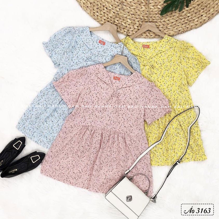 [HANNA] Áo bầu công sở dễ thương cho mẹ trẻ vải lụa đũi 1 lớp mềm mát thấm mồ hôi tốt size 40-70kg có túi áo tiện lợi