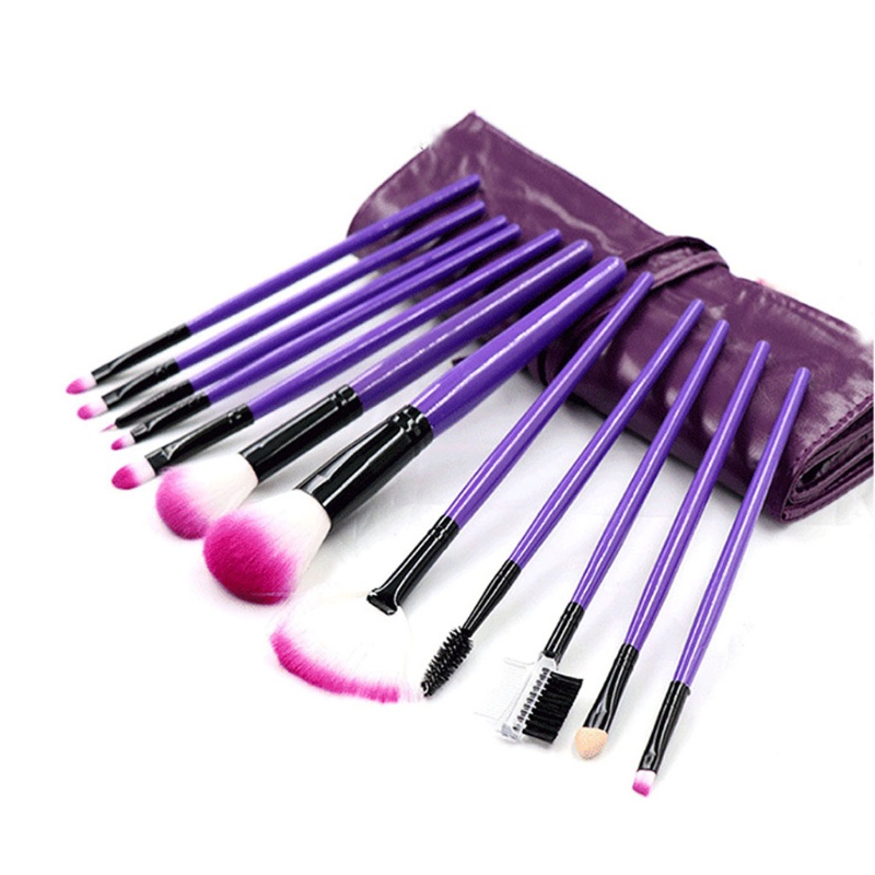 Set 12 Cọ Trang Điểm Phấn Mắt Lông Mày Kèm Hộp Đựng Bằng PU Tiện Lợi YOUYO