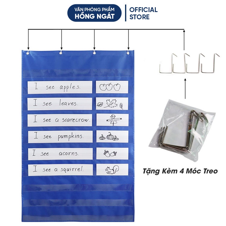 Bảng cài thẻ pocket chart 10 tầng, đồ dùng học tập giáo cụ dạy học tiếng anh văn phòng phẩm GC19