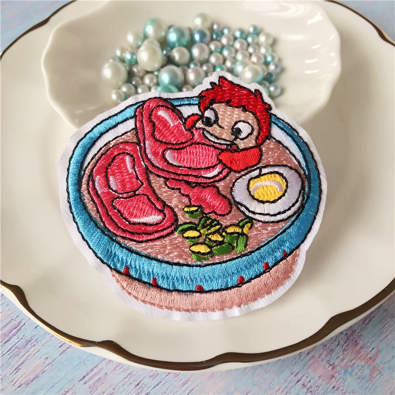 ☸ Miếng Vá Ủi Quần Áo Hình Hoạt Hình Miyazaki Hayao Anime ☸ 1 Miếng Dán Ủi Quần Áo Hình Calcifer Ponyo Howl San