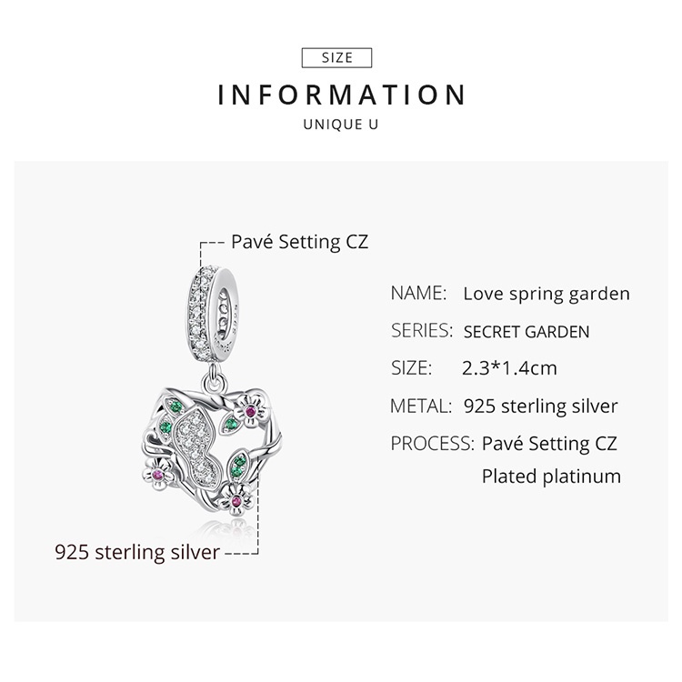 Hạt xỏ lỗ Bamoer BSC551 dòng Dream Garden bằng bạc Sterling 925 3 kiểu thời trang làm dây chuyền DIY