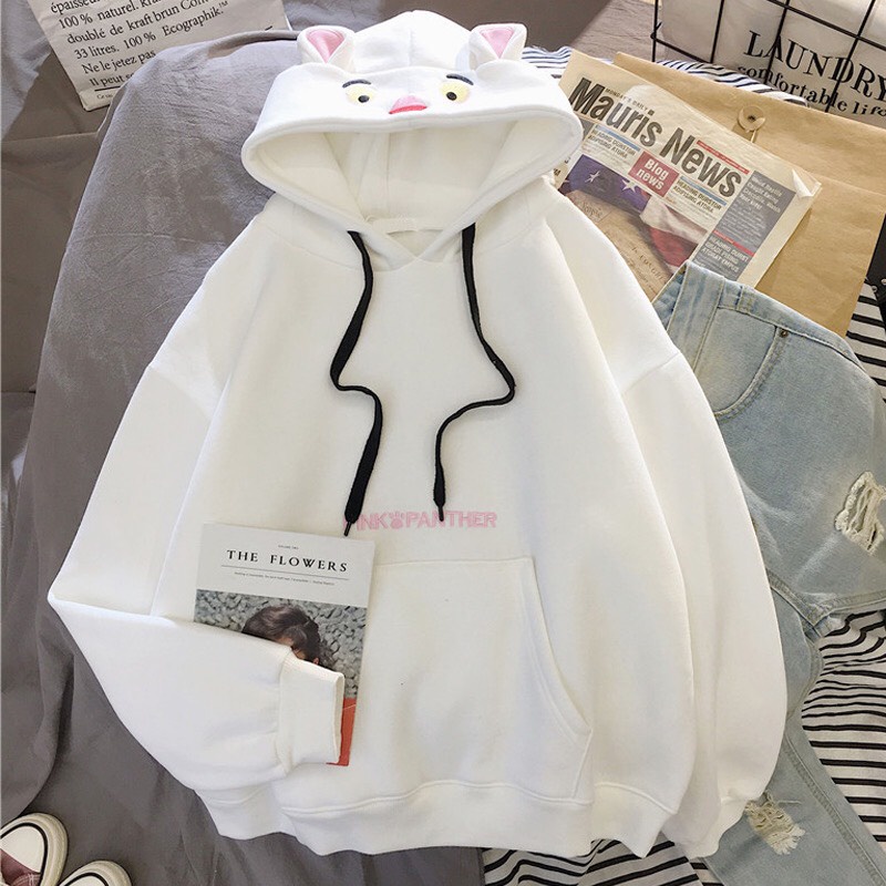 Áo Hoodie Nón Chui Trùm Đầu Nữ Nam Unisex Chất Vải Nỉ Poly Báo Hồng Pink Panther WAH081NO