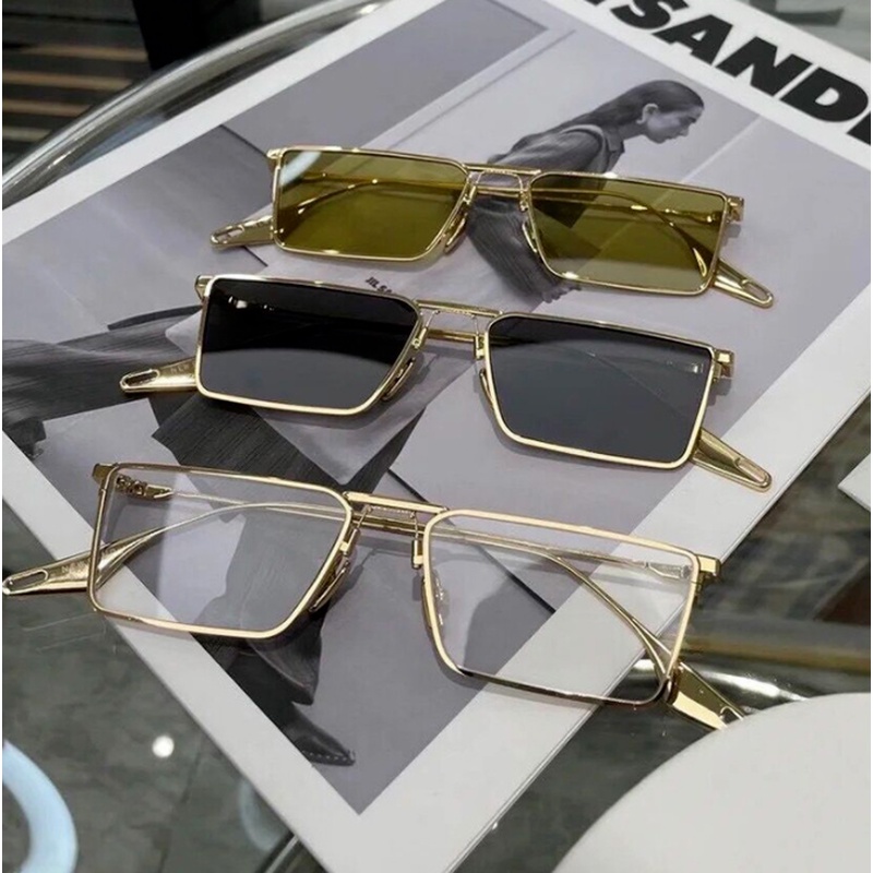 Kính Mát Gọng Vuông Kim Loại Chống Tia Uv400 Thời Trang Cho Nam Và Nữ