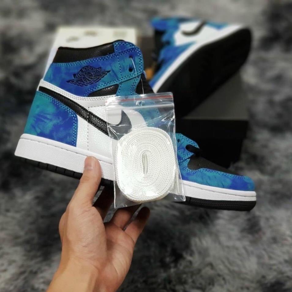 -shopgiaykiencuongGiày thể thao Jordan cổ cao cổ thấp xanh loang nước biển, giày sneaker JD1 Tie Dye cao cổ thấp cổ na