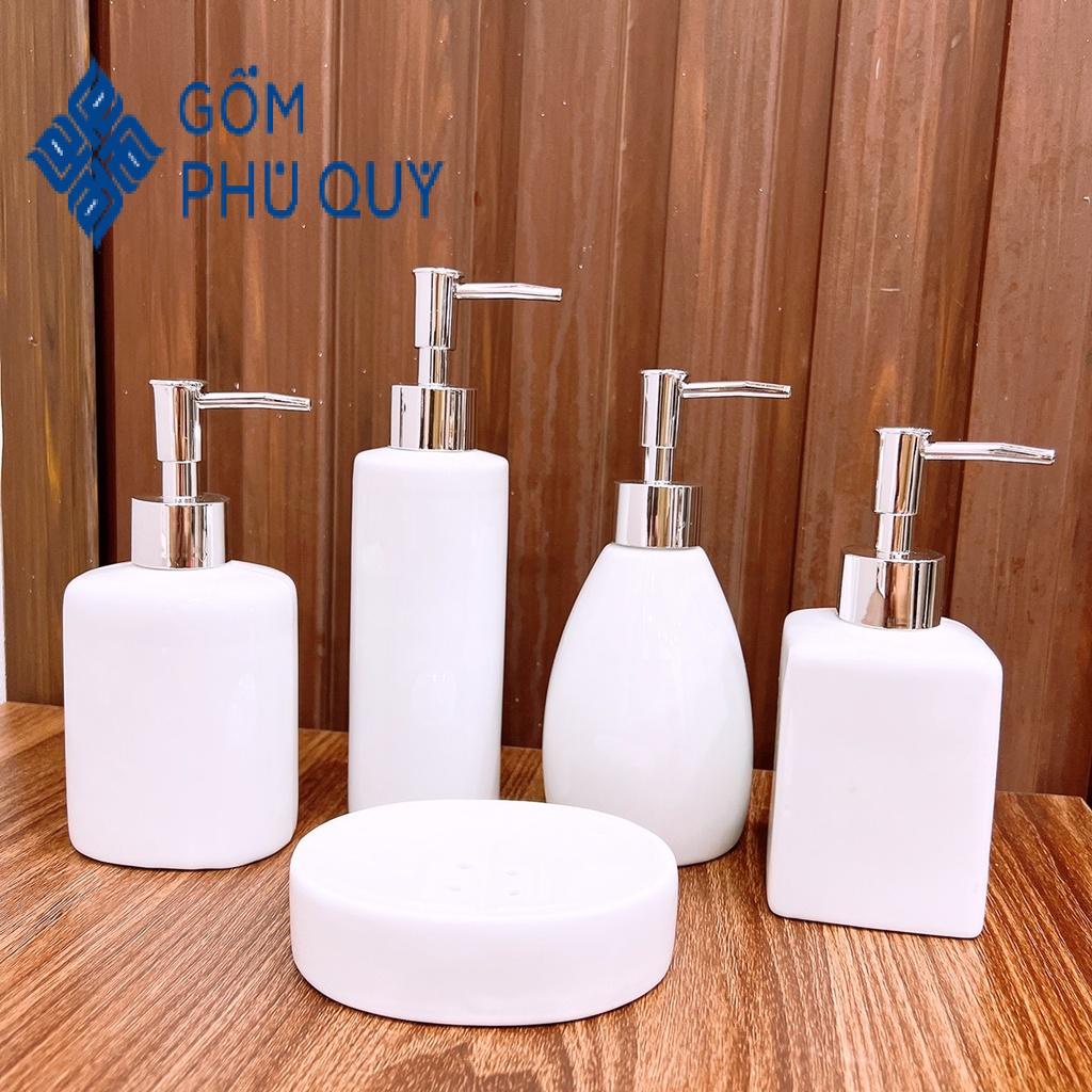 Chai Chiết Mỹ Phẩm,dầu Gội ⚱ Gốm Sứ Bát Tràng ⚱ Bình Đựng Xà Phòng Trắng Cao Cấp Gomphuquy