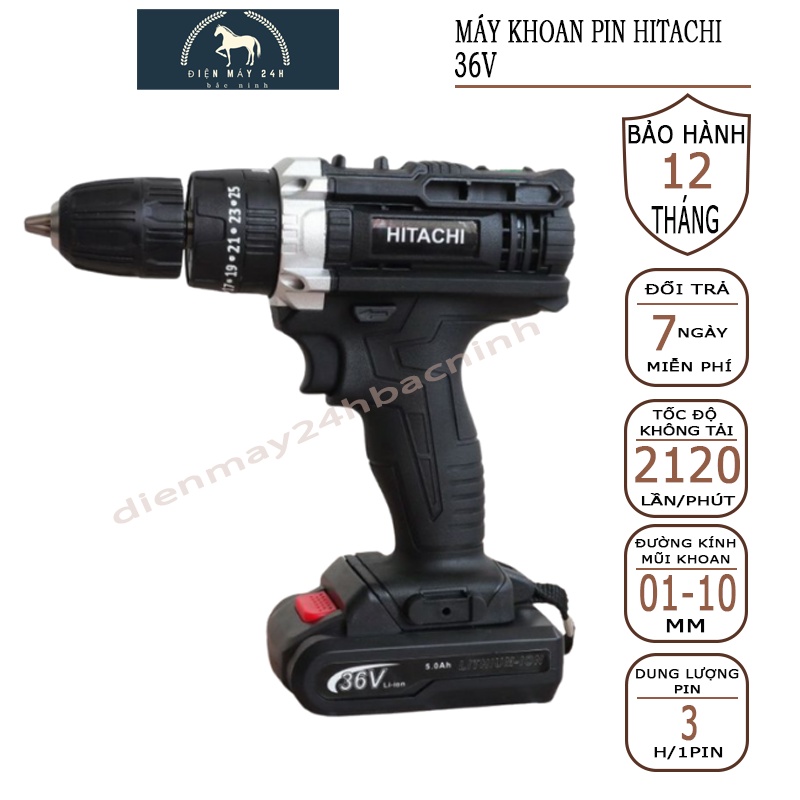 Máy khoan pin 36V Hitachi 3 chức năng khoan bắn vít khoan tường, dễ dàng sử dụng tiện lợi cho công việc, an toàn