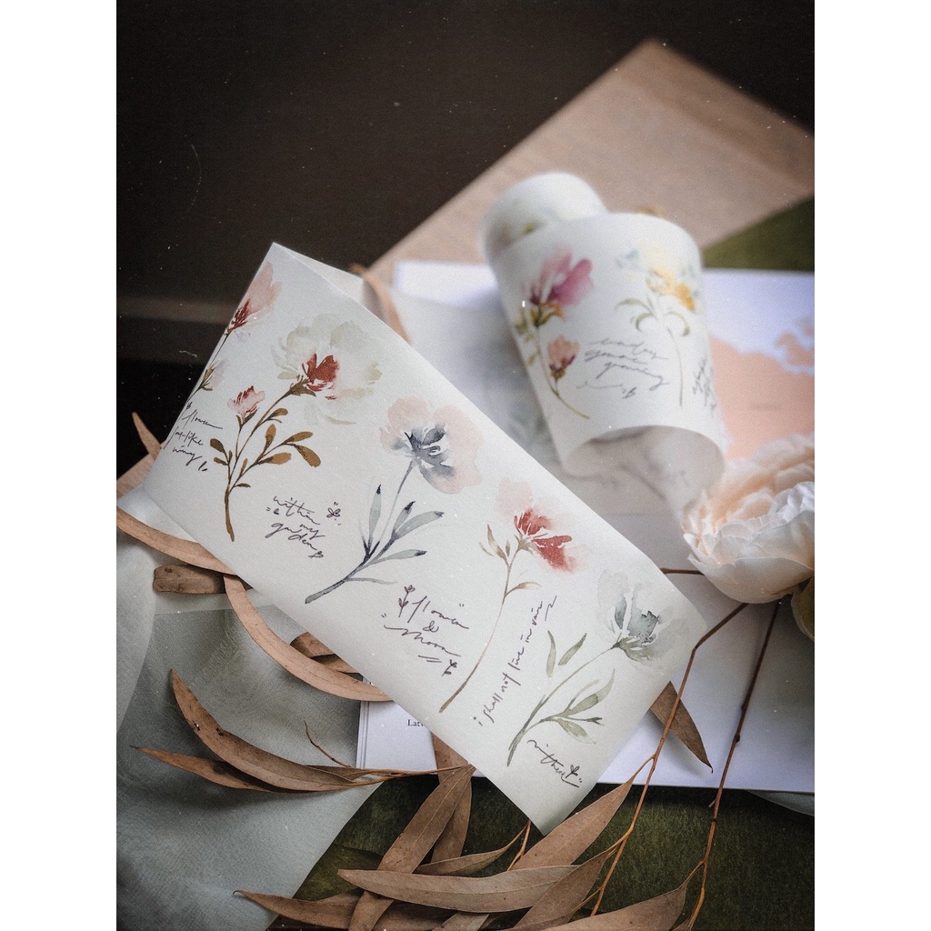 Meohime 𓃠 Meow Illustration - Băng dán washi tape hoa Blossom 1, trang trí sổ bulletjournal