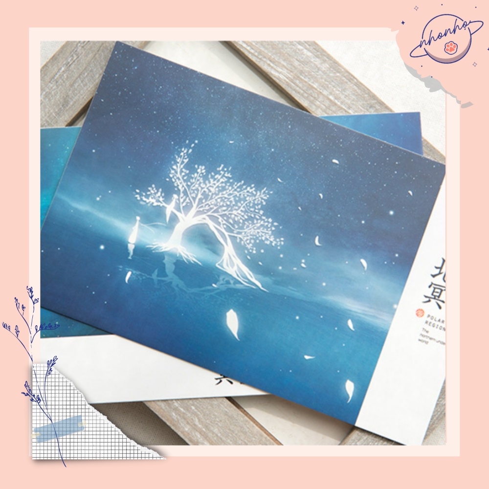 Hộp 30 Thiệp postcard ✨DẠ QUANG✨ để chụp ảnh decor trang trí tường phòng bàn học