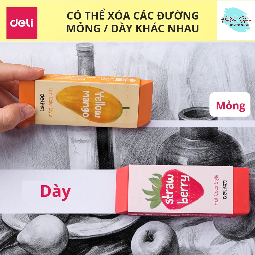 Gôm tẩy siêu to hình vẽ hoa quả dùng lâu dài DELI-71050