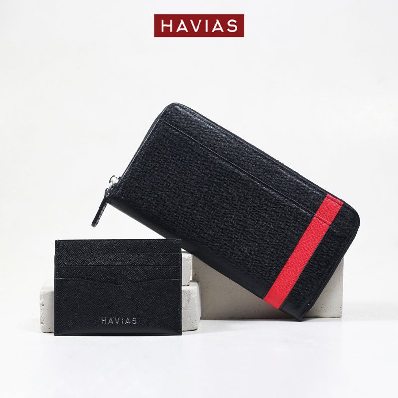 VIVA &amp; PIE HAVIAS couple ví dài và mini thiết kế thanh lịch da bò thật nhập k