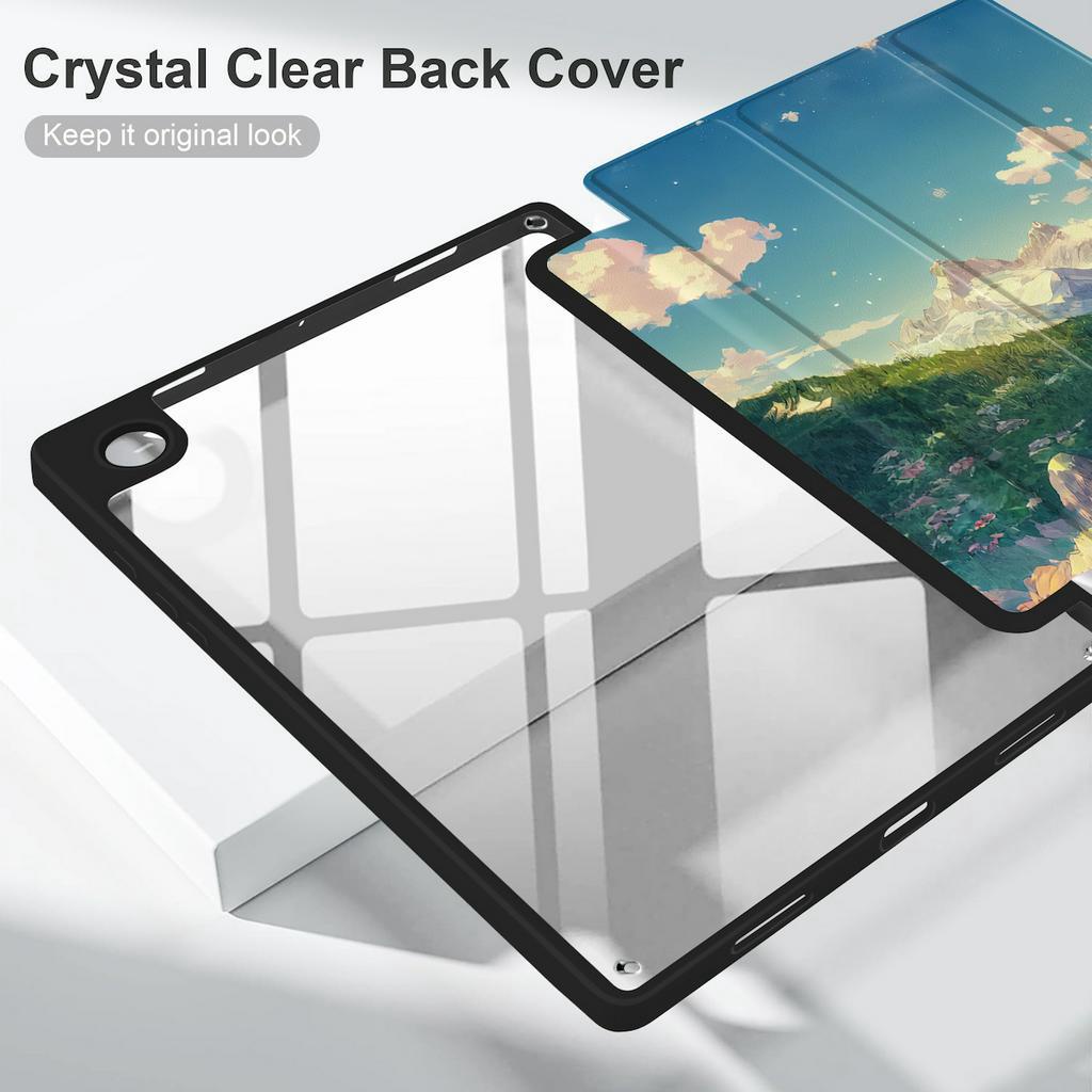 Bao da máy tính bảng BATIANDA PU thích hợp cho Acrylic Trong Suốt Chống Sốc Có Giá Đỡ Gấp Làm Ba Tự Động Thức / Ngủ Cho Samsung Galaxy Tab A8 10.5inch SM-X200 X205 X207