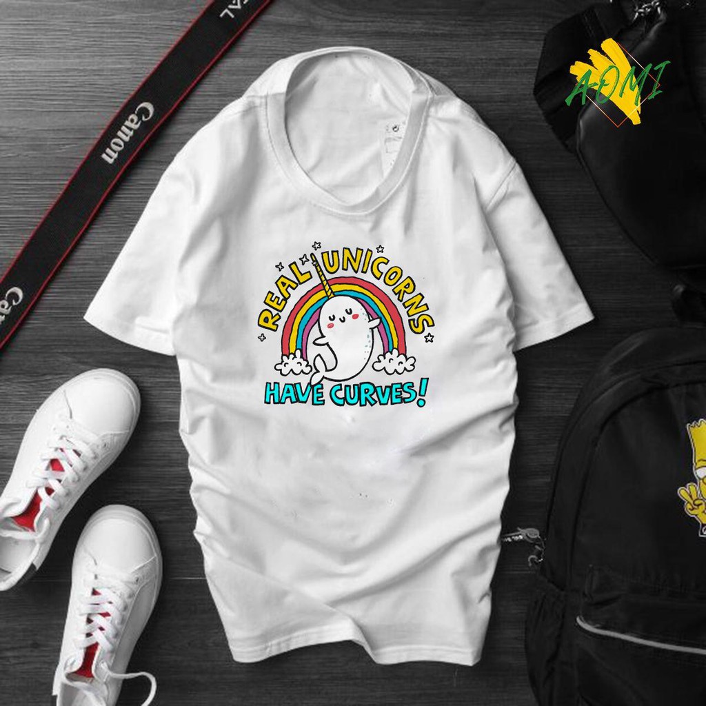 ÁO THUN UNISEX AOMI ĐẶC BIỆT UNICORN REAL HAVE CURVES TAY NGẮN TAY LỠ NAM NỮ AOMIVN THỜI TRANG