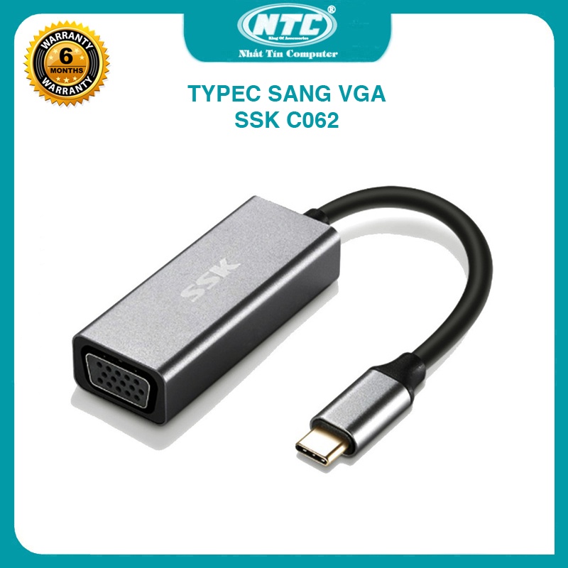 Hub chuyển SSK C062 từ TypeC sang VGA hỗ trợ độ phân giải Full HD (bạc) - Nhất Tín Computer